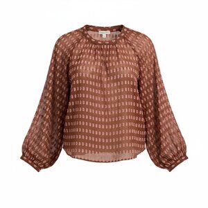 Pilcro Anthropologie Sheer Boho Blouse |Balloon Sleeve Dot Print Top Medium NWT